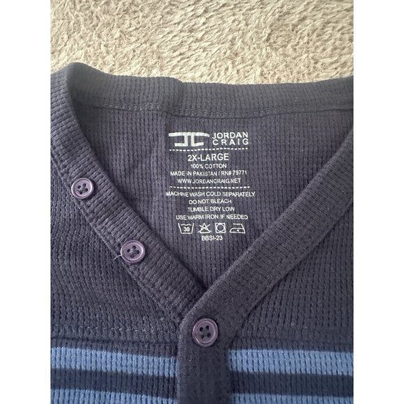 Jordan Craig Shirt Mens Long Sleeve Knit Thermal Striped Size 2XL New - Picture 5 of 12